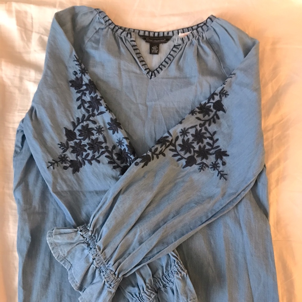 Embroidered Jean Shirt - girls large